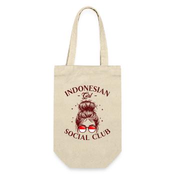 Indonesische Frau Social Club Mädchen - Geschenkbeutel für Flaschen - Natur - Vorne