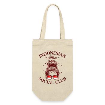 Mom Social Club Indonesische Mama - Geschenkbeutel für Flaschen - Natur - Vorne
