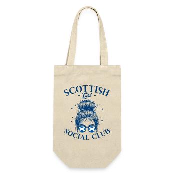Frau Social Club Schottisches Mädchen - Geschenkbeutel für Flaschen - Natur - Vorne