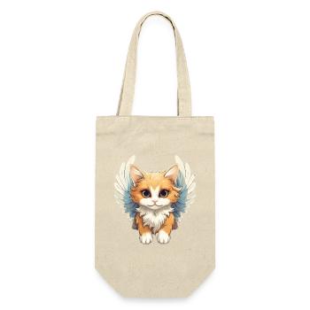 Süße Kawaii Engel-Katze, Niedliches und - Geschenkbeutel für Flaschen - Natur - Vorne