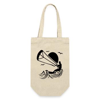 Kitesurfer Silhouette, Kiten Abenteuer Design - Geschenkbeutel für Flaschen - Natur - Vorne