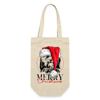 Santa HAVANESER Merry Christmas Hunde Wilsigns - Geschenkbeutel für Flaschen - Natur - Vorne