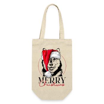 Santa POMSKY Merry Christmas Dog Wilsigns - Gift Bag for Bottles - nature - Front