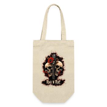 Rock N Roll Skull Electric Guitar Rose Music Rocker - Gift Bag for Bottles - nature - Front