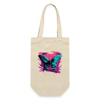 Kunst des Vaporwave Schmetterlings - Geschenkbeutel für Flaschen - Natur - Vorne