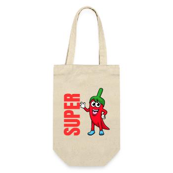 Pepper Hero: Playful Chili Mascot - Gift Bag for Bottles - nature - Front