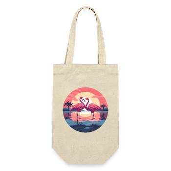 Flamingo, Couple, Sunset, Sun, Beach - Gift Bag for Bottles - nature - Front
