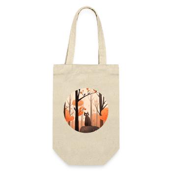 Katze im Herbst im Wald - Geschenkbeutel für Flaschen - Natur - Vorne
