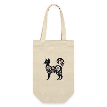 Cat Katze - Geschenkbeutel für Flaschen - Natur - Vorne