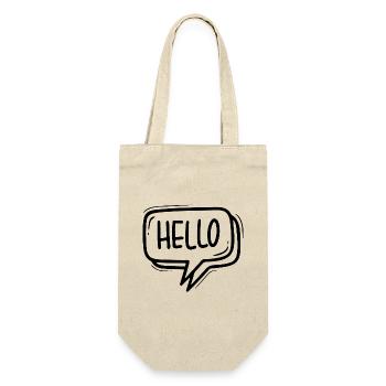 HELLO SPEECH BUBBLE GREETING SALUTATION WELCOME - Gift Bag for Bottles - nature - Front