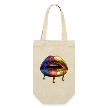 Lippen - Geschenkbeutel für Flaschen - Natur - Vorne