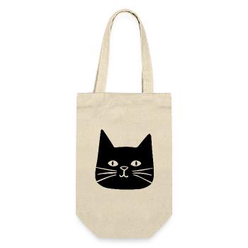 Katzen Katzendame Katzenfreund Katzengesicht - Geschenkbeutel für Flaschen - Natur - Vorne