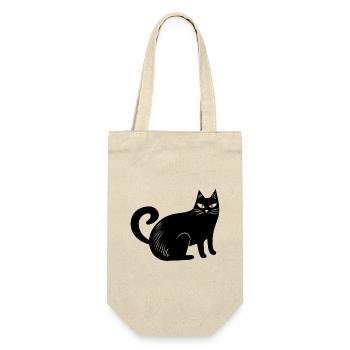 Katze Katzen Katzendame Katzenfreund - Geschenkbeutel für Flaschen - Natur - Vorne