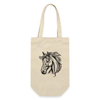 Pferd Pferderennen Pferdekopf - Geschenkbeutel für Flaschen - Natur - Vorne