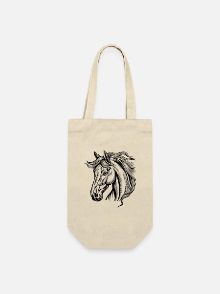 Pferd Pferderennen Pferdekopf - Geschenkbeutel für Flaschen - Natur