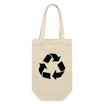 Recycling Symbol - Geschenkbeutel für Flaschen - Natur - Vorne