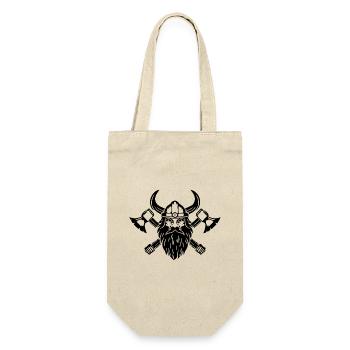 Wikinger mit Axt und Helm - Geschenkbeutel für Flaschen - Natur - Vorne