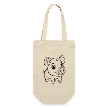 Schwein Schweinchen - Geschenkbeutel für Flaschen - Natur - Vorne