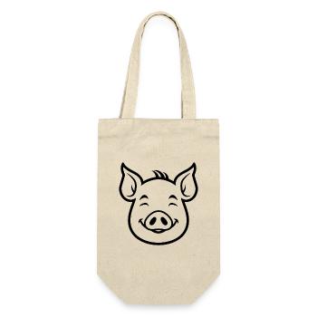 Schwein Schweinchen - Geschenkbeutel für Flaschen - Natur - Vorne