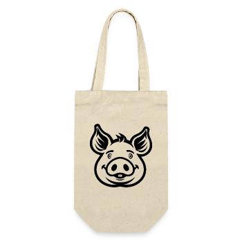 Schwein Schweinchen - Geschenkbeutel für Flaschen - Natur - Vorne