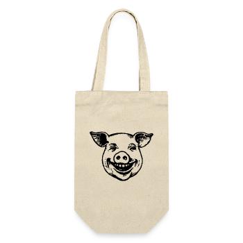 Schwein Schweinchen - Geschenkbeutel für Flaschen - Natur - Vorne