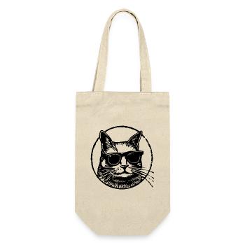 Katze Katzen Katzendame Katzenfreund Katzengesicht - Geschenkbeutel für Flaschen - Natur - Vorne