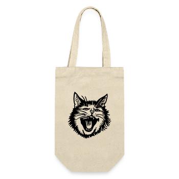 Katze Katzen Katzendame Katzenfreund Katzengesicht - Geschenkbeutel für Flaschen - Natur - Vorne
