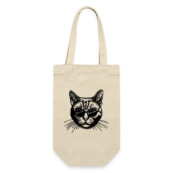 Katze Katzen Katzendame Katzenfreund Katzengesicht - Geschenkbeutel für Flaschen - Natur - Vorne