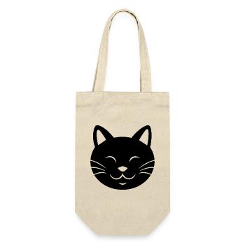 Katze Katzen Katzendame Katzenfreund Katzengesicht - Geschenkbeutel für Flaschen - Natur - Vorne
