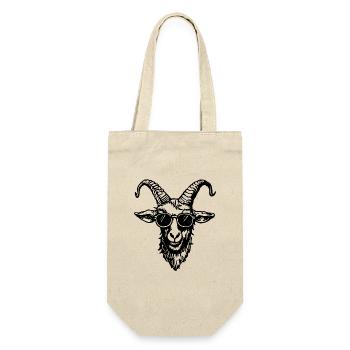 Ziege Steinbock Ziegenbock - Geschenkbeutel für Flaschen - Natur - Vorne