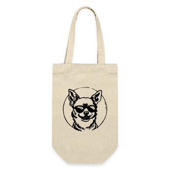 Chihuahua Hund - Geschenkbeutel für Flaschen - Natur - Vorne