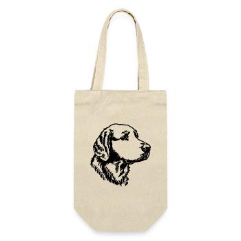 Golden Retriever Hund Hunde - Geschenkbeutel für Flaschen - Natur - Vorne