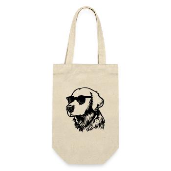 Golden Retriever Hund Hunde - Geschenkbeutel für Flaschen - Natur - Vorne