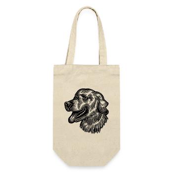 Golden Retriever Hund - Geschenkbeutel für Flaschen - Natur - Vorne