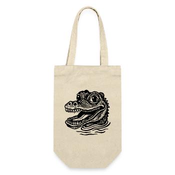 Krokodil Alligator - Geschenkbeutel für Flaschen - Natur - Vorne
