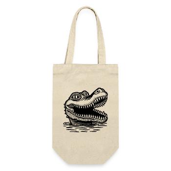 Krokodil Alligator - Geschenkbeutel für Flaschen - Natur - Vorne