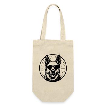Schäferhund Hund Hundekopf - Geschenkbeutel für Flaschen - Natur - Vorne