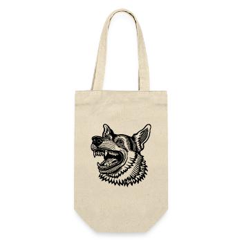 Schäferhund Hund Hundekopf - Geschenkbeutel für Flaschen - Natur - Vorne
