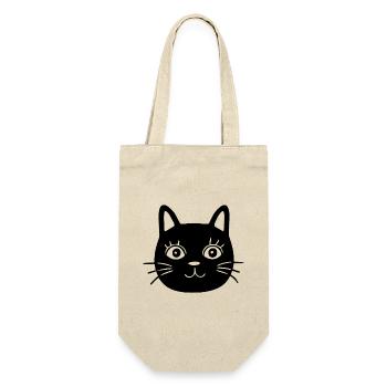 Katze Katzen Katzengesicht - Geschenkbeutel für Flaschen - Natur - Vorne