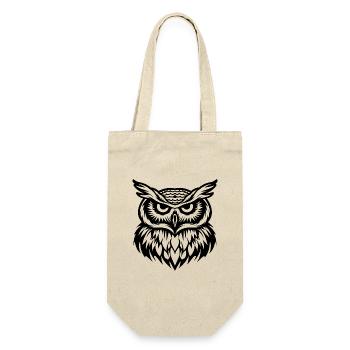 Eule Eulen Vogel - Geschenkbeutel für Flaschen - Natur - Vorne