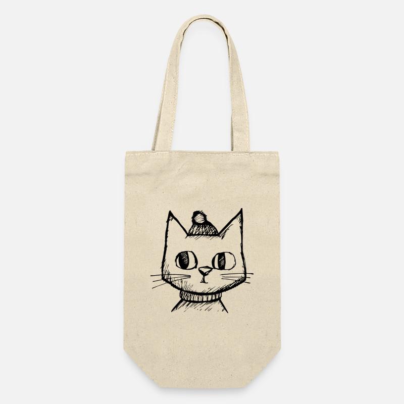 Katze Katzen Katzengesicht - Geschenkbeutel für Flaschen - Natur