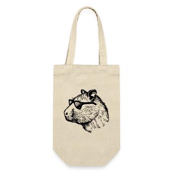 Capybara Wasserschwein - Geschenkbeutel für Flaschen - Natur - Vorne