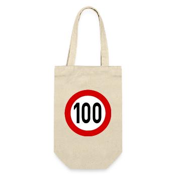 Geschwindigkeitsszeichen TempoLimit 100 Schild - Geschenkbeutel für Flaschen - Natur - Vorne