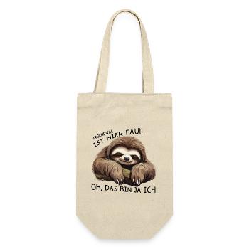 Irgendwas ist hier Faul Faultier Sprüche - Geschenkbeutel für Flaschen - Natur - Vorne