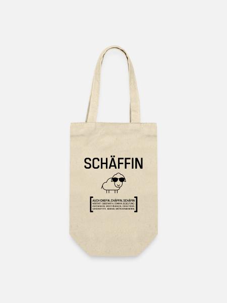 SCHÄFFIN CHEFIN CHÄFFIN BOSSIN Geschenkidee - Geschenkbeutel für Flaschen - Natur