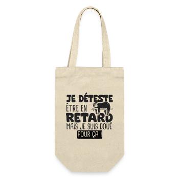 je deteste etre en retard mais doué pour ça - Sac à bouteille - nature - Devant