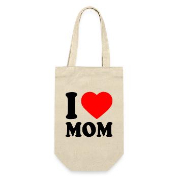 I love mom - Geschenkbeutel für Flaschen - Natur - Vorne