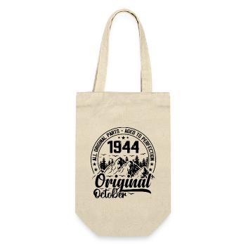 1944 Oktober Original Geschenk zum 80-jährigen Jubiläum - Geschenkbeutel für Flaschen - Natur - Vorne