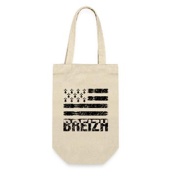 Drapeau Breizh Vintage,cadeau bretagne,BZH,Flag - Sac à bouteille - nature - Devant