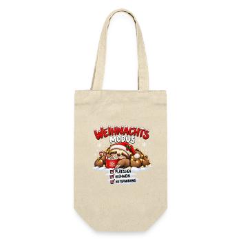 Weihnachtsmodus – Plätzchen Glühwein Entspannung - Geschenkbeutel für Flaschen - Natur - Vorne
